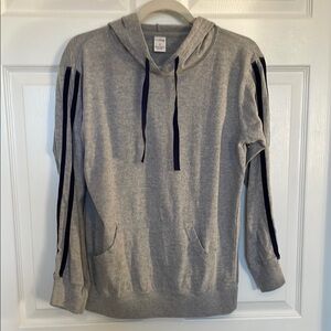 WEST LOOP Gray Hoodie Women's Large Grey Blue Stripes Lightweight